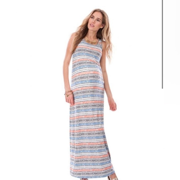 Seraphine printed maternity nursing maxi dress like new size 2 super stretchy - Picture 1 of 10